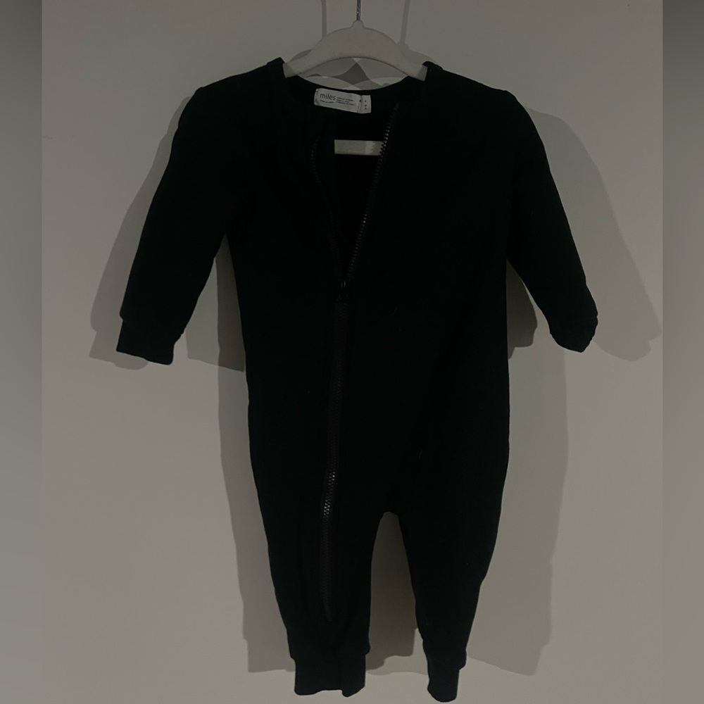 Miles Black Onesie Zip Up